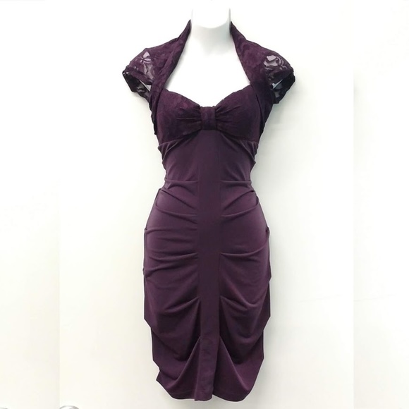 deep purple midi dress